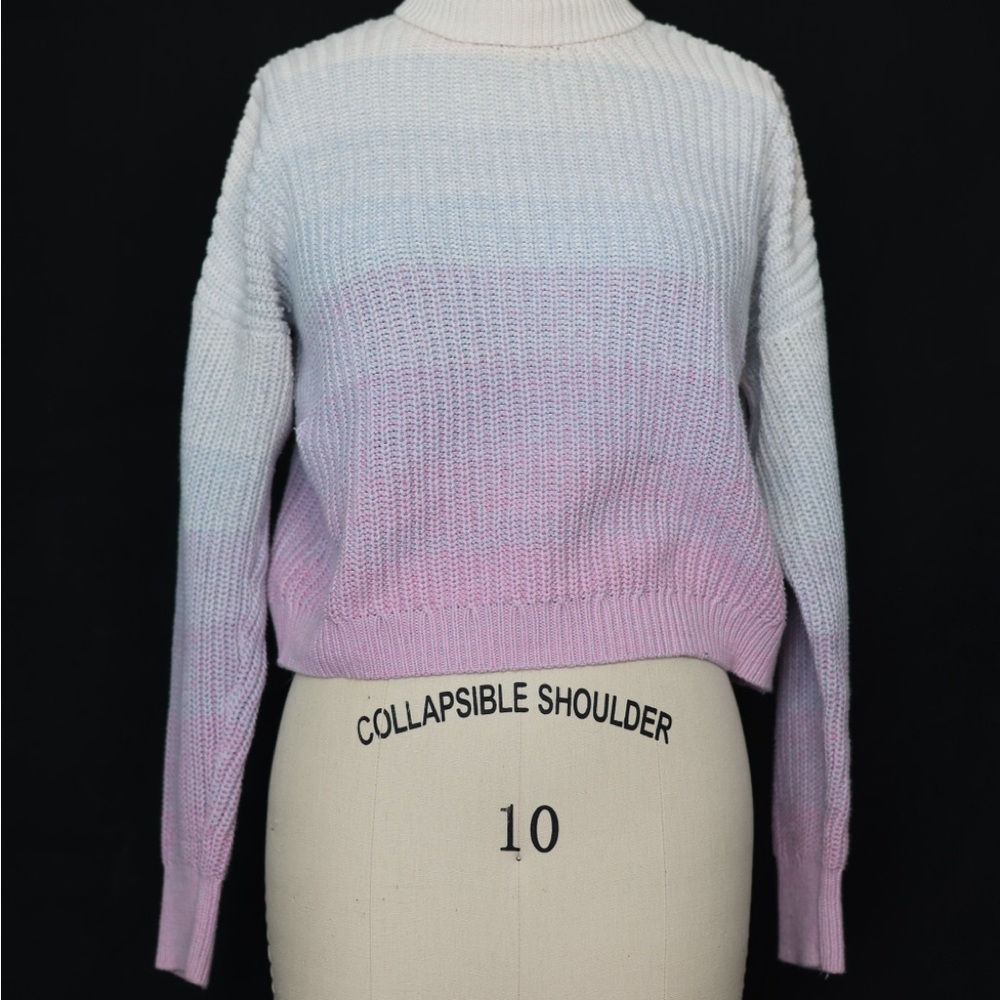 Gradient Pink and White Women's Sweater